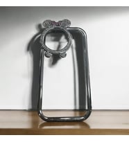 IPHONE 15 Pro Max gümüş  renk Mickey Mouse miki lüx taşlı silikon telefon kılıfı