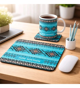 Kişiye Özel Hediye Seti  Kupa Bardak + Mouse Pad + Bardak Altlığı (3’lü Set)