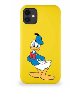 Apple iPhone 11 Soft Premier Kapak Donald Duck-D Tasarımlı Silikon Kılıf - Sarı (Şeffaf)