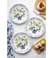 Çiçek Desenli 6'lı 20 cm Modern Pasta ve Tatlı Tabağı Seti