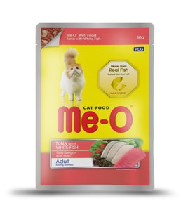 Me-O Pauch Jöle İçinde Ton Balıklı Alabalıklı Kedi Konserve Mama 80 gr