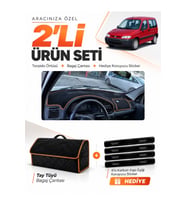 e-biz PEUGEOT PARTNER (1996-2002) Uyumlu Torpido Örtüsü + Tay Tüyü Çanta - Siyah-Kahverengi - PE023