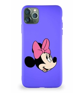 Apple iPhone 11 Pro Max Soft Premier Kapak Minnie Mouse-A Tasarımlı Silikon Kılıf - Mor (Şeffaf)