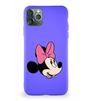 Apple iPhone 11 Pro Max Soft Premier Kapak Minnie Mouse-A Tasarımlı Silikon Kılıf - Mor (Şeffaf)