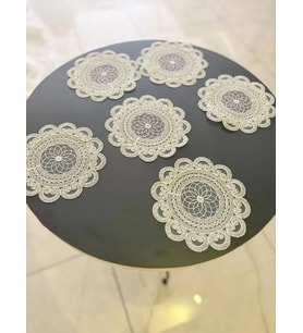 6'lı Dantel Kahve Sunumluğu 15x15 cm Asorti Desenli Bardak Altlığı Türk Kahvesi Fincan Sunum Seti