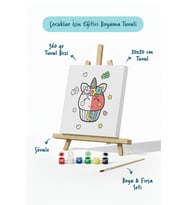 Çiçekli Unicorn Boyama Tuvali – Şövaleli Boya Seti 20x20