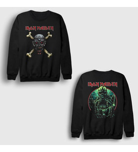 Presmono Unisex Siyah Wizard Metal Iron Maiden Sırt Baskılı Sweatshirt 518298tt