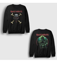 Presmono Unisex Siyah Wizard Metal Iron Maiden Sırt Baskılı Sweatshirt 518298tt