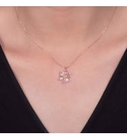 PEMBE KAR TANESİ 925 AYAR GÜMÜŞ KOLYE (Karışık)