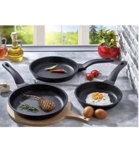 Döküm Granit Tava Seti Dayanıklı Yanmaz Yapışmaz İç haznesi 20 Cm 24 Cm 28 Cm