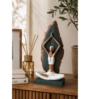 Valerine Life Zenora Yapraklı Yoga Motifli Biblo Vazo Seti Salon Konsol Masaüstü Ev Aksesuarı