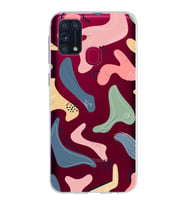 Samsung Galaxy M31 Kapak Abstract Tasarımlı Şeffaf Silikon Kılıf