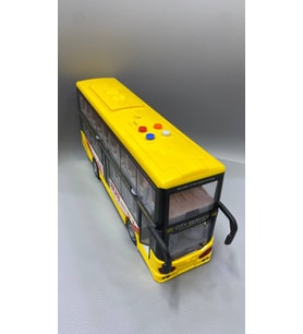 Sürtmeli Işıklı Sesli Çift İki Katlı City Bus Kapıları Açılan Sarı Tur Oyuncak Gezi Şehir Otobüsü