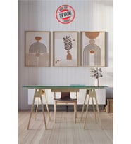 Dekoratif 3’lü Ahşap Tablo Seti  UV Baskı Çerçeveli Duvar Tablosu V32