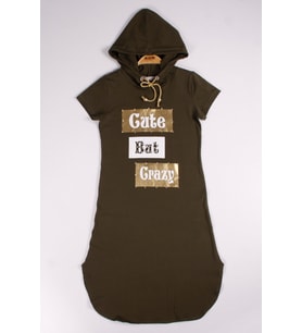 Toontoy Kız Çocuk Elbise Cute Baskılı (Haki)