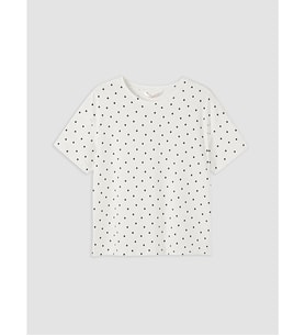 LCW DREAM Ekru Bisiklet Yaka Puantiyeli Kadın Pijama Üstü