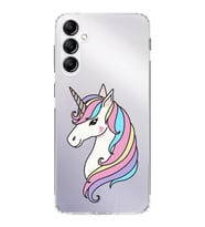 PrintiFy Samsung Galaxy S24 FE ile Uyumlu Kamera Korumalı Kapak Unicorn Tasarımlı Şeffaf Kılıf