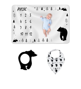 Bebek Hediyesi Aylık Anı Battaniyesi, Hediyelik Erkek Kız Yeni Doğan Baby S