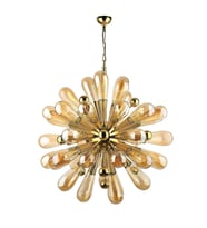 Avize Çarşısı Kirpi 42 kollu Bal rengi Ampül Camlı  Gold Sarkıt Avize, BS.7434-58-42