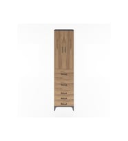 Hyperion Dolap 3 Raflı 5 Çekmeceli 2 Kapaklı 60x44x243 Antrasit-Çam