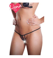 İpli Siyah Seksi Tanga