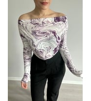 Kayık Yaka Likralı Bluz (Lila)