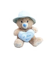 Sevimli Şapkalı Kalpli Peluş Ayıcık 43 CM - Uyku Ve Oyun Arkadaşı Peluş Oyuncak MAVİ (Karışık)