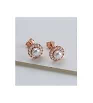 925 Ayar Gümüş Incili Küpe ( Rose Gold )
