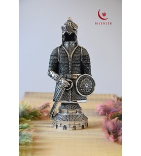 Fetih Zırh Ayetel Kürsi Biblo 15x33 Cm (BÜYÜK BOY) – Altın Renk Metal Dekoratif Aksesuar (Gri)