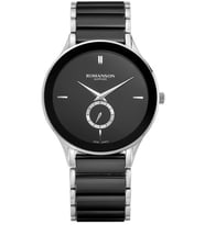 ROMANSON TM4236CM1WA32W SAFİR CAM SWİSS QUARTZ ÇELİK KASA SERAMİK KORDON ERKEK KOL SAATİ (Siyah)