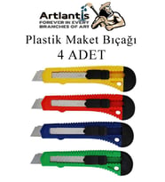 Maket Bıçağı Plastik Büyük Boy 4 Adet 18 mm Plastik Falçata Bıçağı Büyük Boy (Çok Renkli)