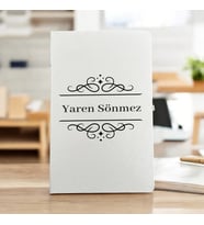Kişiye Özel İsimli Çiçekli Tasarım Beyaz Defter Ajanda