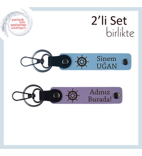 Sadelik ve Anlamın Buluştuğu Hediyelik, Gemi Desenli Anahtarlık Takımı, Gök Mavi-Mor Menekşe