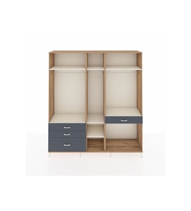 Hyperion Dolap 7 Raflı 4 Çekmeceli 3 Askılı 220x44x243 Çam-Aytaşı/Antrasit