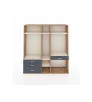 Hyperion Dolap 7 Raflı 4 Çekmeceli 3 Askılı 220x44x243 Çam-Aytaşı/Antrasit