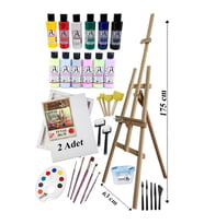 Akrilik Boya Resim Seti Südor Monalisa 12 Renk 70 ml Akrilik Boya 2 Tuval 50x70 Fırça Spatula Şövale 