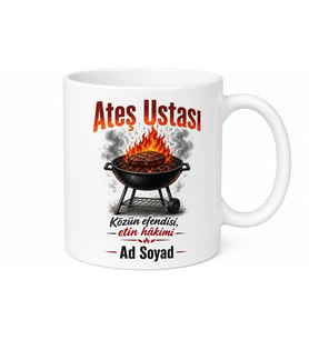 Ateş Ustası Yazılı Komik Mangal Kupası Baskılı Kupa Bardak Hediye