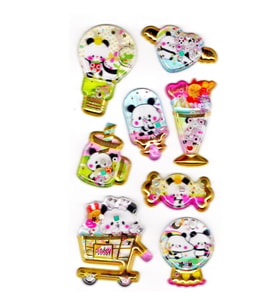 Sticker Kabartmalı Stiker Defter, Planlayıcı Etiket (sulu-901) - 14X8 cm - Sulu Boncuklu Panda 