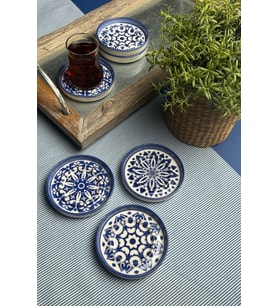 6'lı Mozaik Blue Çay Tabağı Seti, 10cm, Şık ve Dayanıklı Seramik Tasarım