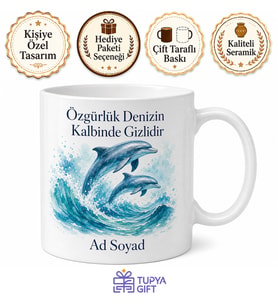 Yunus Desenli Baskılı Porselen Kupa Bardak Hediyelik Özel Tasarım Mug Hediye