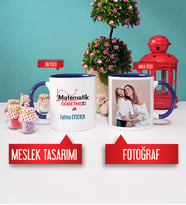 Matematik Öğretmeni Kupa Bardak Lacivert Fotoğraflı