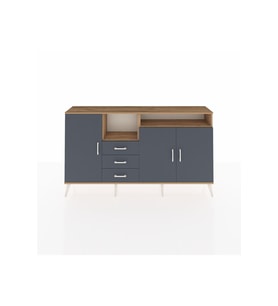 Arges Konsol 5 Raflı 3 Çekmeceli 3 Kapaklı 176x30x99 Çam-Antrasit