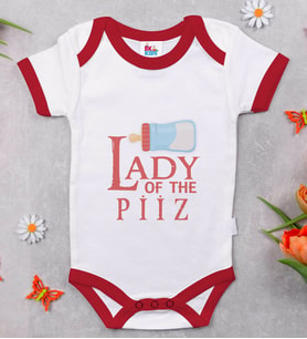 BK Kids Lady Of The Piiz Tasarımlı Kırmızı Bebek Body Zıbın-1