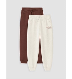 LCW Kids Beyaz Baskılı Erkek Çocuk Jogger Eşofman Altı 2'li