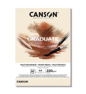 Canson Graduate Mixed Media Natural Çok Amaçlı Blok 220 gr. A4 30 yp. 