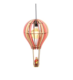 Çocuk Genç Odası İçin Doğal Ahşap Mdf 3D Puzzle Lazer Uçan Balon Avize - Biblo Ampul Dahil Değildir