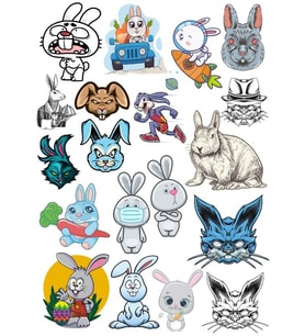 Tavşan Sticker Set 9 18 Parça Telefon, Tablet, Defter, Laptop Sticker