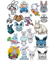 Tavşan Sticker Set 9 18 Parça Telefon, Tablet, Defter, Laptop Sticker