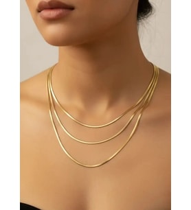 Çelik Gold 3'lü İtalyan Kolye 2mm - 25-clkk259