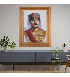 Altın Varaklı Paspartulu Çerçeveli Tablo rv610